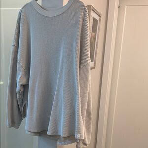 Free People Cream Waffle Knit Long Sleeve Top